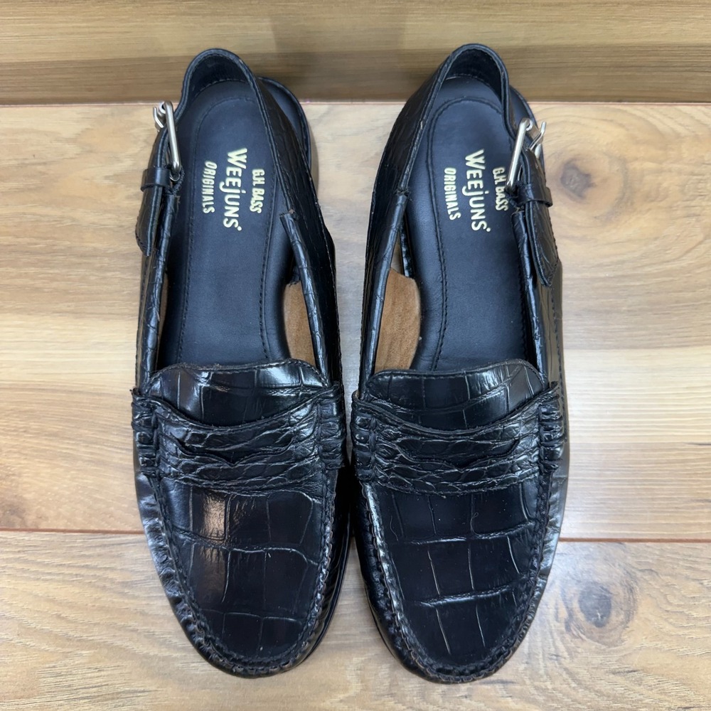 G.H. Bass & Co. Black Croc-Embossed Weejuns Loafers